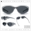 Oval Geometric Dimensional Diamond Cut Bevel Plastic Sport Sunglasses