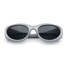 Oval Geometric Dimensional Diamond Cut Bevel Plastic Sport Sunglasses