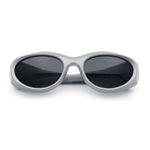 Oval Geometric Dimensional Diamond Cut Bevel Plastic Sport Sunglasses