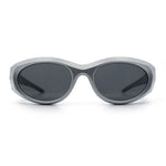 Oval Geometric Dimensional Diamond Cut Bevel Plastic Sport Sunglasses
