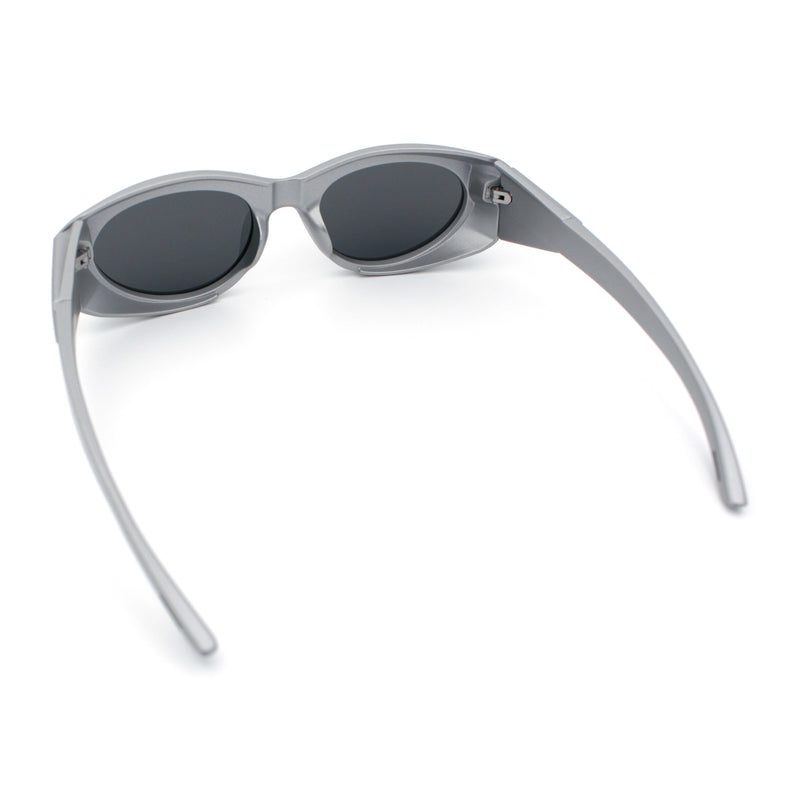 Oval Geometric Dimensional Diamond Cut Bevel Plastic Sport Sunglasses