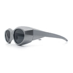 Oval Geometric Dimensional Diamond Cut Bevel Plastic Sport Sunglasses