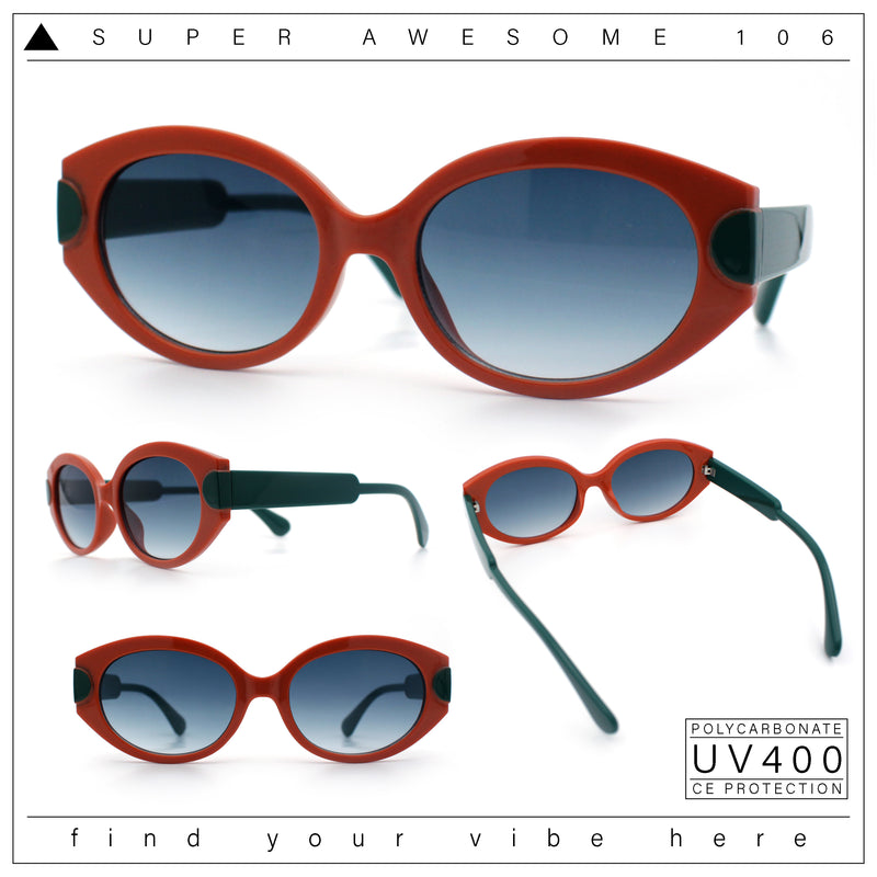 Womens Mod Oval Thick Plastic Fancy Chic Fashion Sunglasses