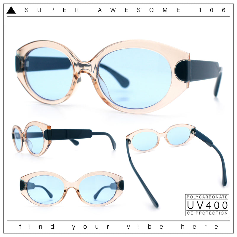 Womens Mod Oval Thick Plastic Fancy Chic Fashion Sunglasses