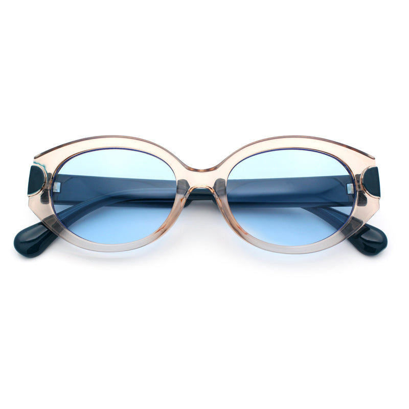 Womens Mod Oval Thick Plastic Fancy Chic Fashion Sunglasses