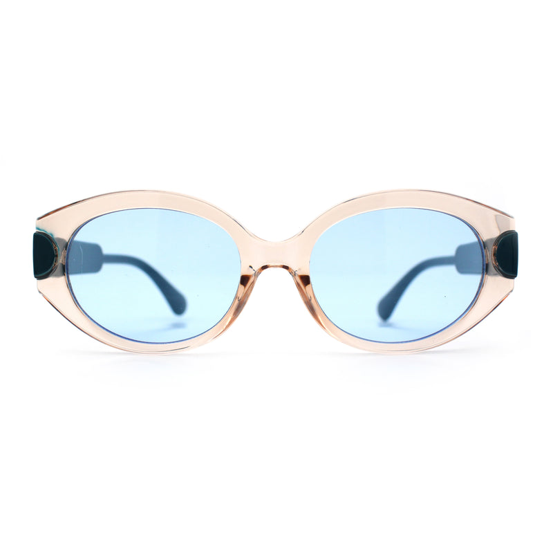 Womens Mod Oval Thick Plastic Fancy Chic Fashion Sunglasses
