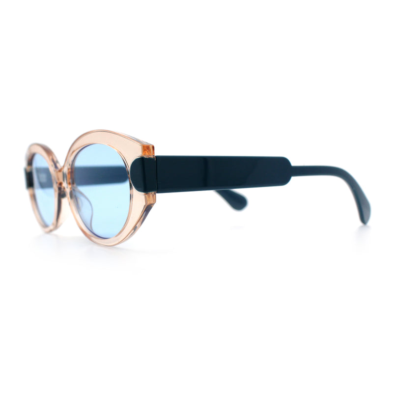 Womens Mod Oval Thick Plastic Fancy Chic Fashion Sunglasses
