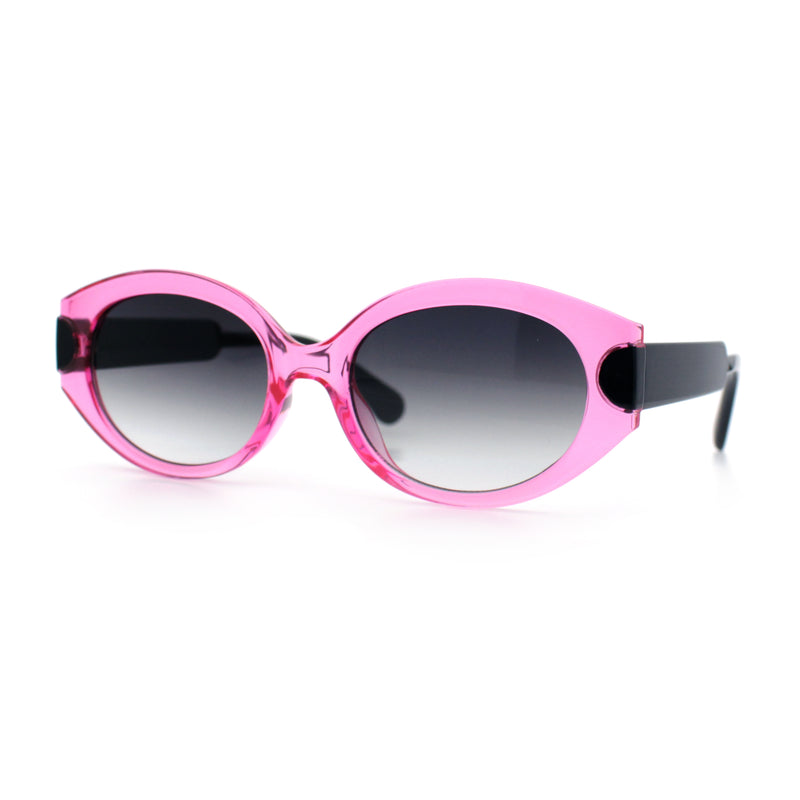 Womens Mod Oval Thick Plastic Fancy Chic Fashion Sunglasses