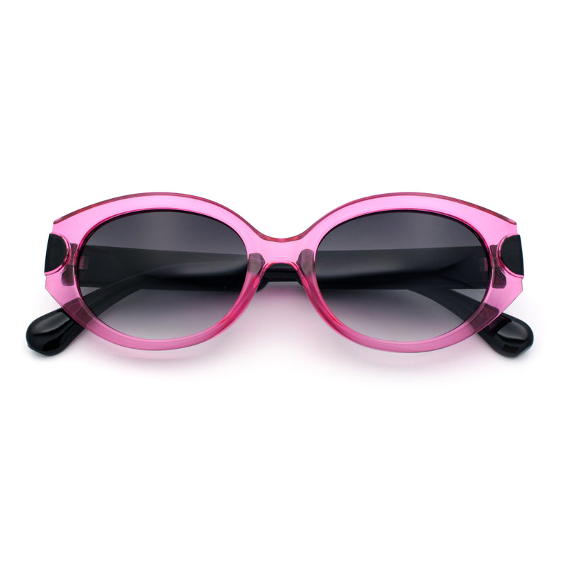 Womens Mod Oval Thick Plastic Fancy Chic Fashion Sunglasses