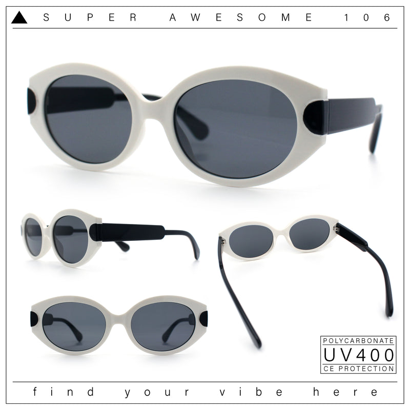 Womens Mod Oval Thick Plastic Fancy Chic Fashion Sunglasses