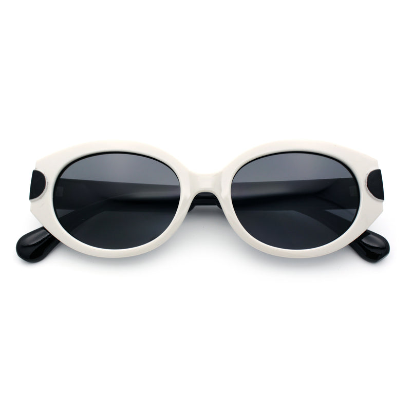 Womens Mod Oval Thick Plastic Fancy Chic Fashion Sunglasses