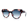 Womens Ornate Fancy Thick Mod Plastic Round Horn Fashion Sunglasses