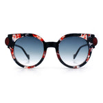Womens Ornate Fancy Thick Mod Plastic Round Horn Fashion Sunglasses