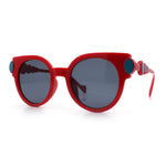 Womens Ornate Fancy Thick Mod Plastic Round Horn Fashion Sunglasses