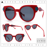 Womens Ornate Fancy Thick Mod Plastic Round Horn Fashion Sunglasses