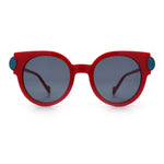 Womens Ornate Fancy Thick Mod Plastic Round Horn Fashion Sunglasses