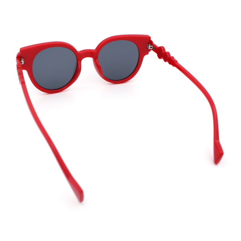 Womens Ornate Fancy Thick Mod Plastic Round Horn Fashion Sunglasses