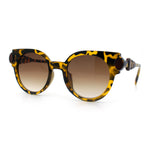 Womens Ornate Fancy Thick Mod Plastic Round Horn Fashion Sunglasses