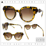 Womens Ornate Fancy Thick Mod Plastic Round Horn Fashion Sunglasses