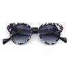 Womens Ornate Fancy Thick Mod Plastic Round Horn Fashion Sunglasses