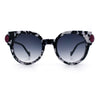 Womens Ornate Fancy Thick Mod Plastic Round Horn Fashion Sunglasses