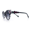 Womens Ornate Fancy Thick Mod Plastic Round Horn Fashion Sunglasses