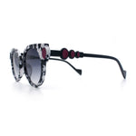 Womens Ornate Fancy Thick Mod Plastic Round Horn Fashion Sunglasses