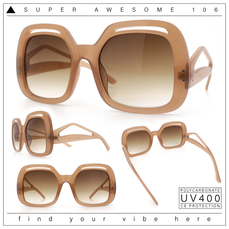 Womens Thick Plastic Rectangle Butterfly Retro Diva Sunglasses