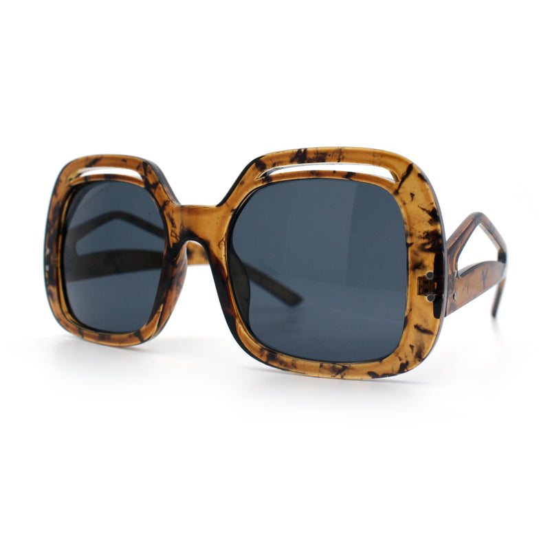 Womens Thick Plastic Rectangle Butterfly Retro Diva Sunglasses