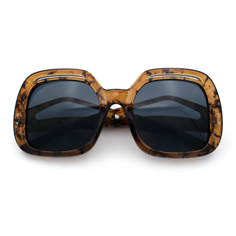 Womens Thick Plastic Rectangle Butterfly Retro Diva Sunglasses