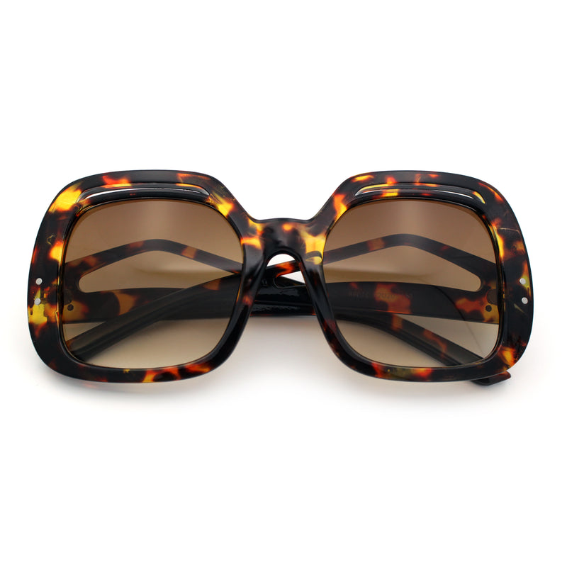 Womens Thick Plastic Rectangle Butterfly Retro Diva Sunglasses