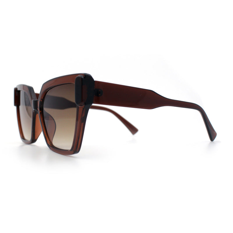 Womens Modish Squared Oversized Cat Eye Plastic Sunglasses