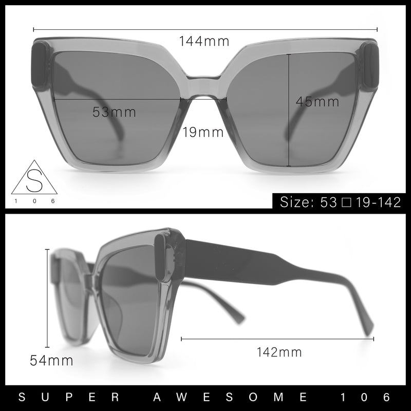 Womens Modish Squared Oversized Cat Eye Plastic Sunglasses