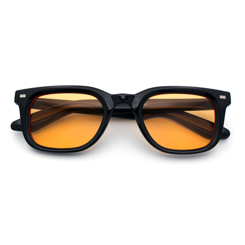 Gentlemans Hipster Bevel Horn Rim Plastic Fashion Hustler Sunglasses