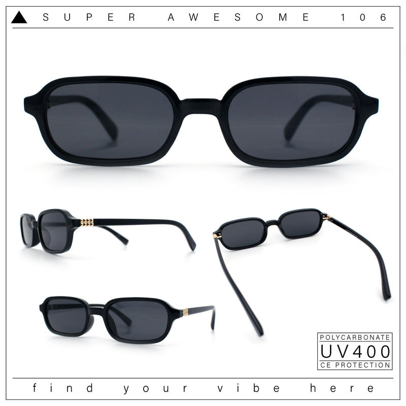 Gentlemans Hipster Oval Rectangle Horned Fashion Hustler Sunglasses