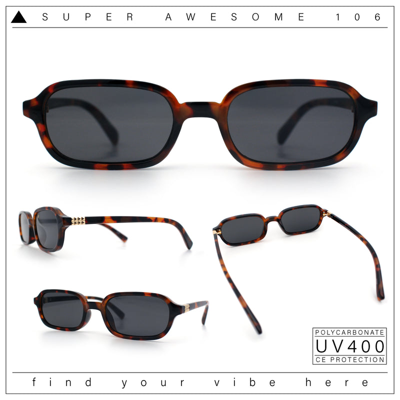 Gentlemans Hipster Oval Rectangle Horned Fashion Hustler Sunglasses