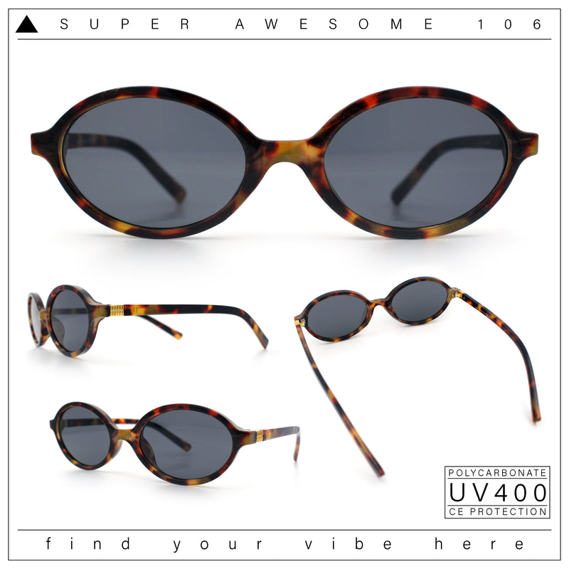 Retro Vintage Vibe Oval Hipster Boho Fashion Plastic Sunglasses
