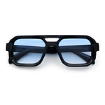 Gentlemans Hipster Bevel Rectangle Racer Plastic Fashion Sunglasses