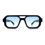 Gentlemans Hipster Bevel Rectangle Racer Plastic Fashion Sunglasses