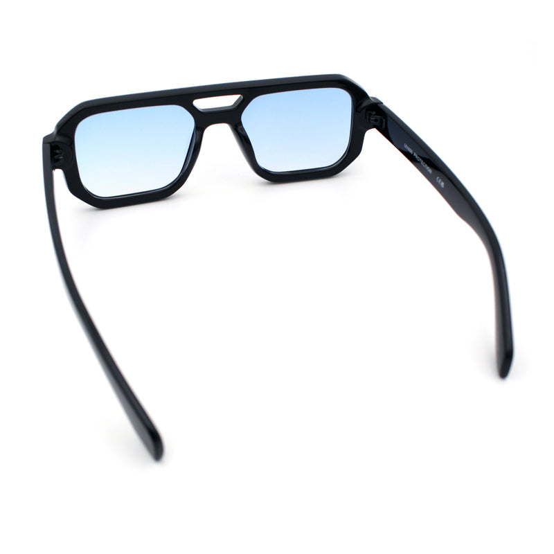 Gentlemans Hipster Bevel Rectangle Racer Plastic Fashion Sunglasses