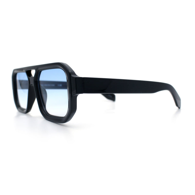 Gentlemans Hipster Bevel Rectangle Racer Plastic Fashion Sunglasses
