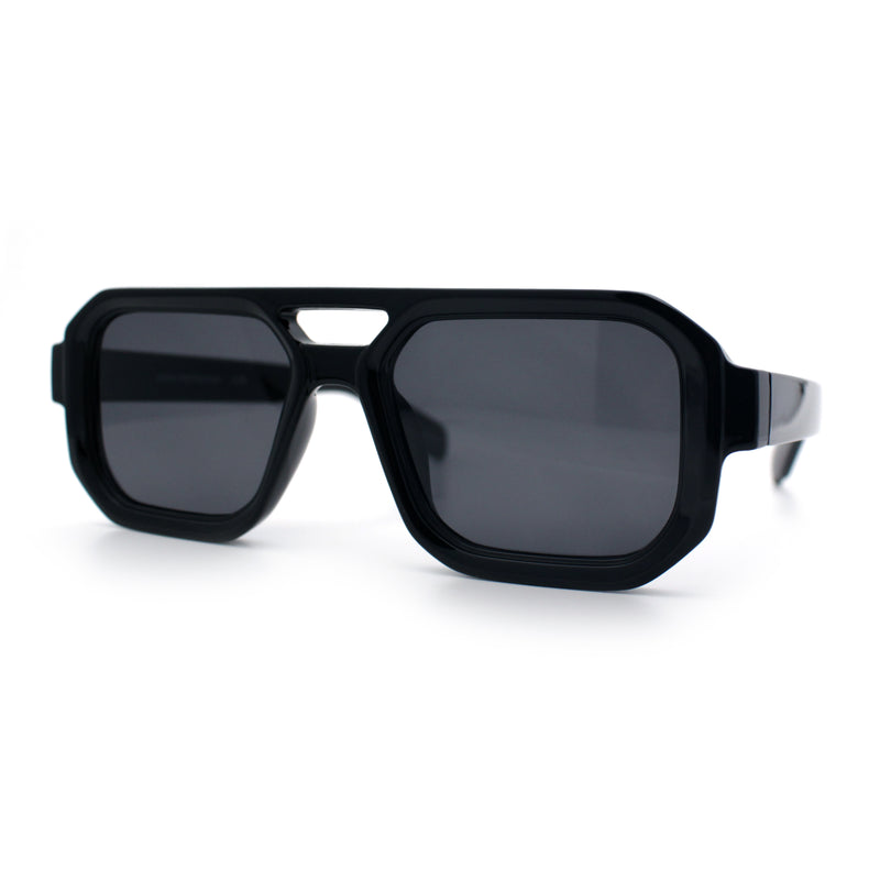 Gentlemans Hipster Bevel Rectangle Racer Plastic Fashion Sunglasses