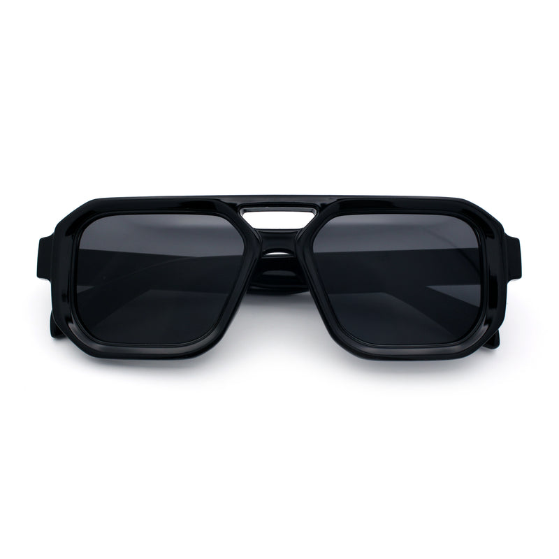 Gentlemans Hipster Bevel Rectangle Racer Plastic Fashion Sunglasses
