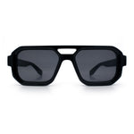 Gentlemans Hipster Bevel Rectangle Racer Plastic Fashion Sunglasses