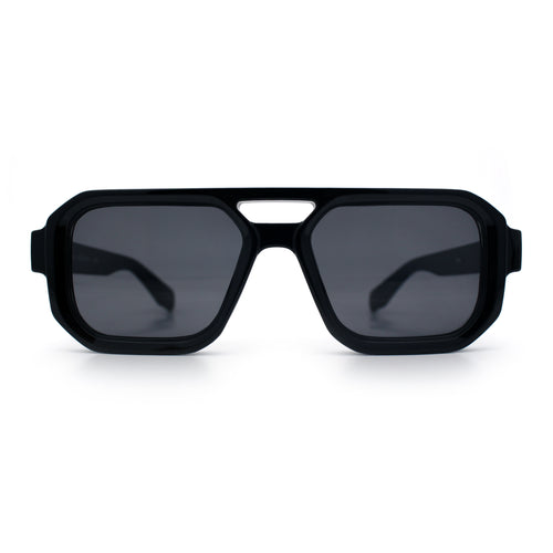 Gentlemans Hipster Bevel Rectangle Racer Plastic Fashion Sunglasses