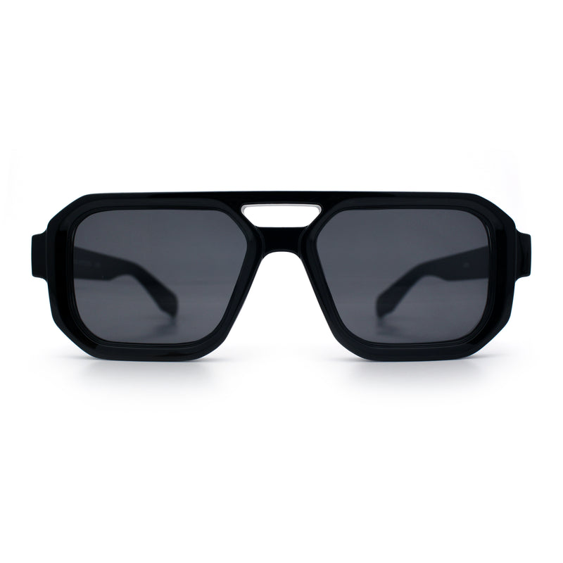 Gentlemans Hipster Bevel Rectangle Racer Plastic Fashion Sunglasses