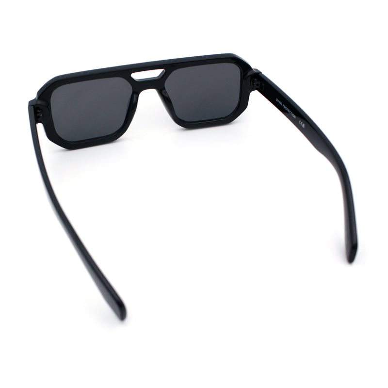 Gentlemans Hipster Bevel Rectangle Racer Plastic Fashion Sunglasses