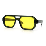 Gentlemans Hipster Bevel Rectangle Racer Plastic Fashion Sunglasses
