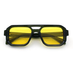 Gentlemans Hipster Bevel Rectangle Racer Plastic Fashion Sunglasses