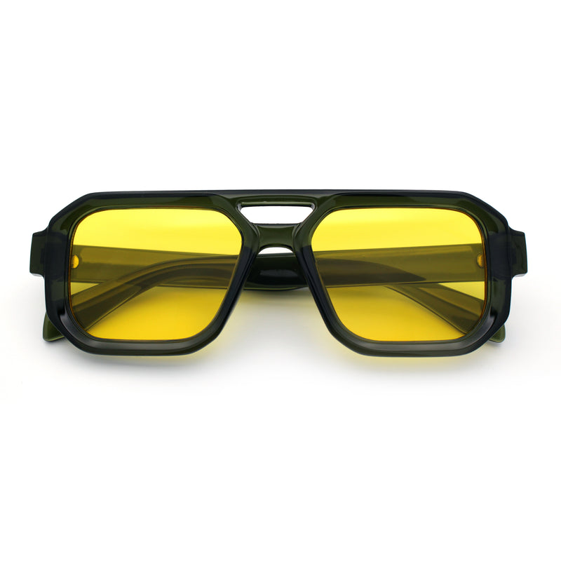 Gentlemans Hipster Bevel Rectangle Racer Plastic Fashion Sunglasses
